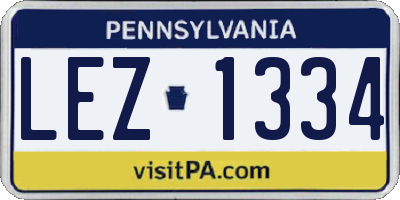 PA license plate LEZ1334