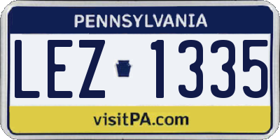 PA license plate LEZ1335