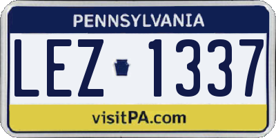 PA license plate LEZ1337