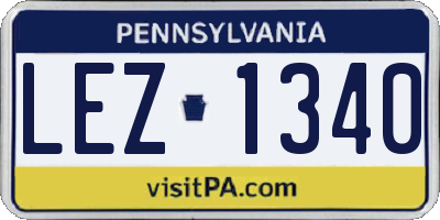 PA license plate LEZ1340