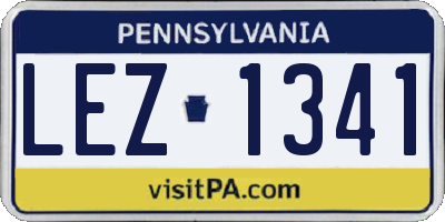 PA license plate LEZ1341