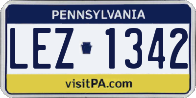 PA license plate LEZ1342