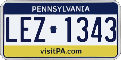 PA license plate LEZ1343
