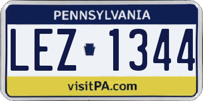 PA license plate LEZ1344