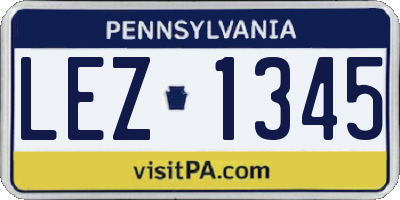 PA license plate LEZ1345