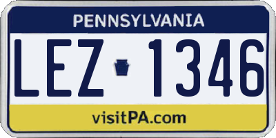 PA license plate LEZ1346