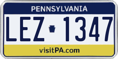 PA license plate LEZ1347