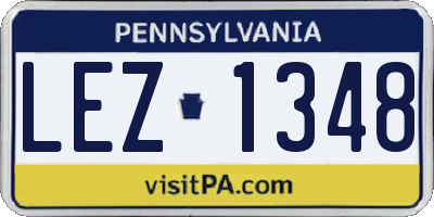 PA license plate LEZ1348