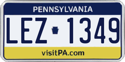 PA license plate LEZ1349