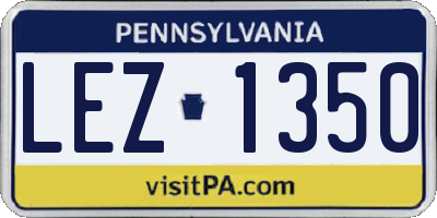 PA license plate LEZ1350