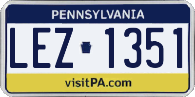 PA license plate LEZ1351