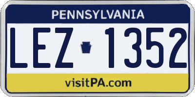 PA license plate LEZ1352