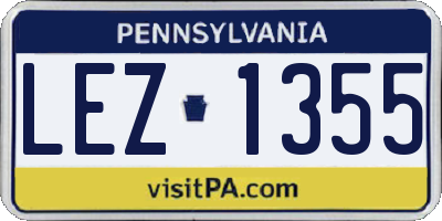 PA license plate LEZ1355