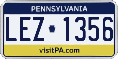 PA license plate LEZ1356