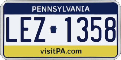 PA license plate LEZ1358