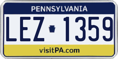 PA license plate LEZ1359