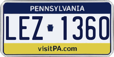 PA license plate LEZ1360