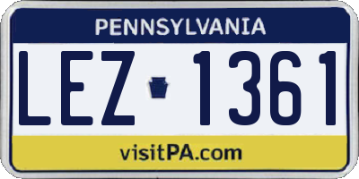 PA license plate LEZ1361