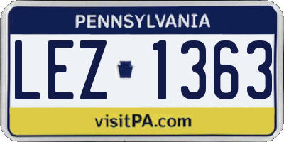PA license plate LEZ1363