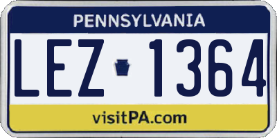PA license plate LEZ1364