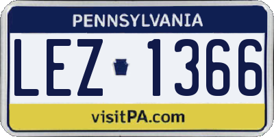 PA license plate LEZ1366