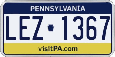 PA license plate LEZ1367
