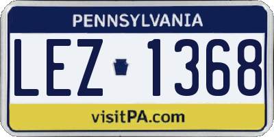 PA license plate LEZ1368