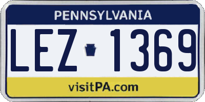 PA license plate LEZ1369