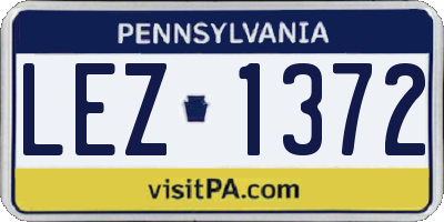 PA license plate LEZ1372