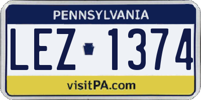 PA license plate LEZ1374