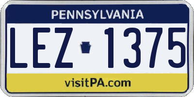PA license plate LEZ1375