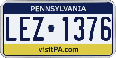 PA license plate LEZ1376
