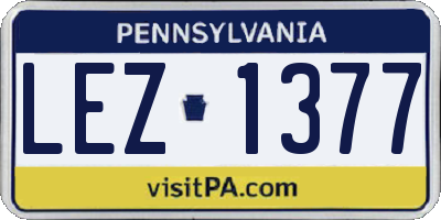 PA license plate LEZ1377
