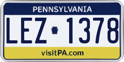 PA license plate LEZ1378