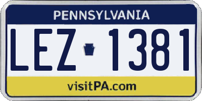 PA license plate LEZ1381