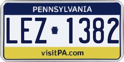 PA license plate LEZ1382
