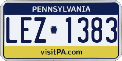 PA license plate LEZ1383