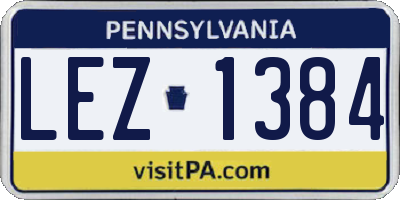PA license plate LEZ1384