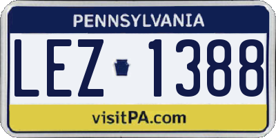 PA license plate LEZ1388