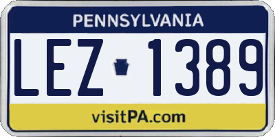 PA license plate LEZ1389