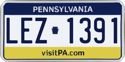 PA license plate LEZ1391