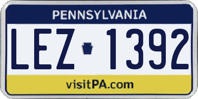 PA license plate LEZ1392