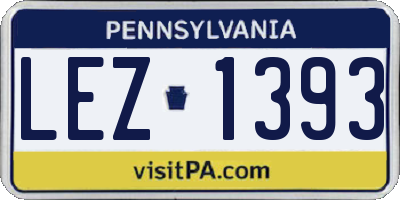 PA license plate LEZ1393