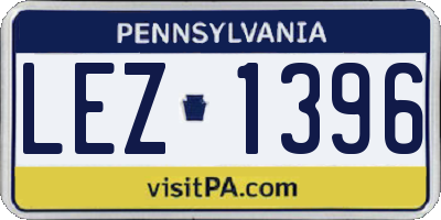 PA license plate LEZ1396