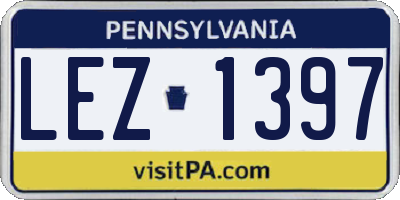 PA license plate LEZ1397