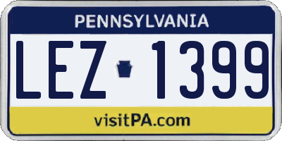 PA license plate LEZ1399