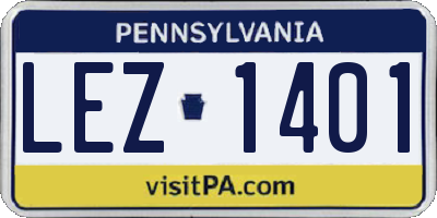 PA license plate LEZ1401