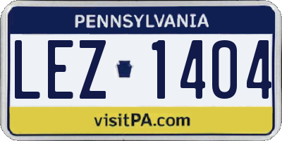 PA license plate LEZ1404