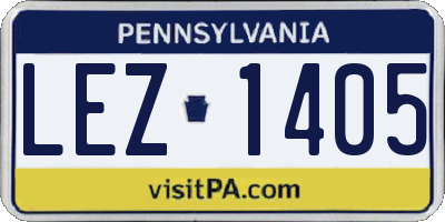 PA license plate LEZ1405