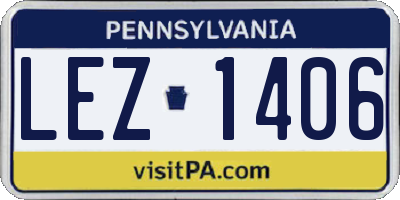 PA license plate LEZ1406